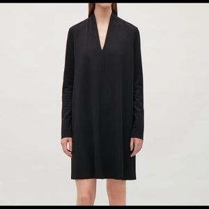 COS Black V Neck Tunic Dress Jersey